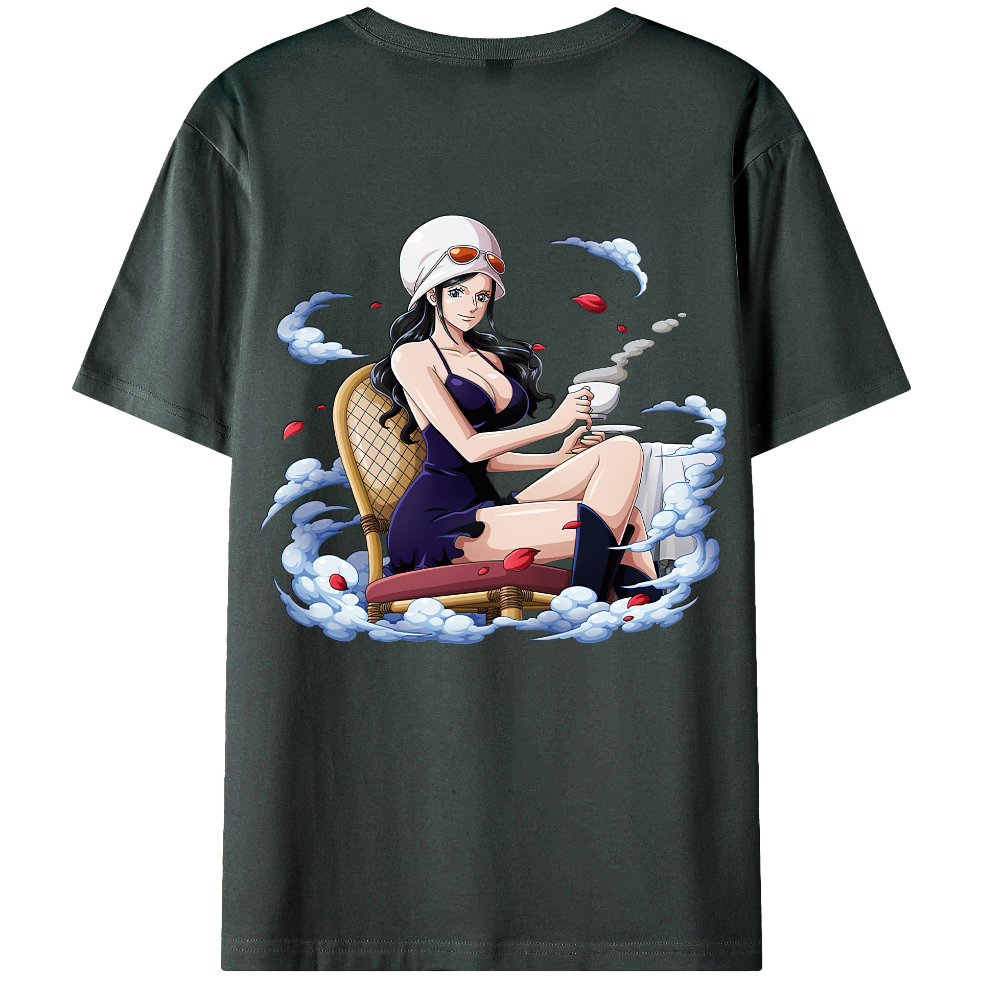 ワンピース ニコ・ロビン ONE PIECE Nico Robin 綿100％ メンズ半袖Tシャツ（バックプリント） 通気性